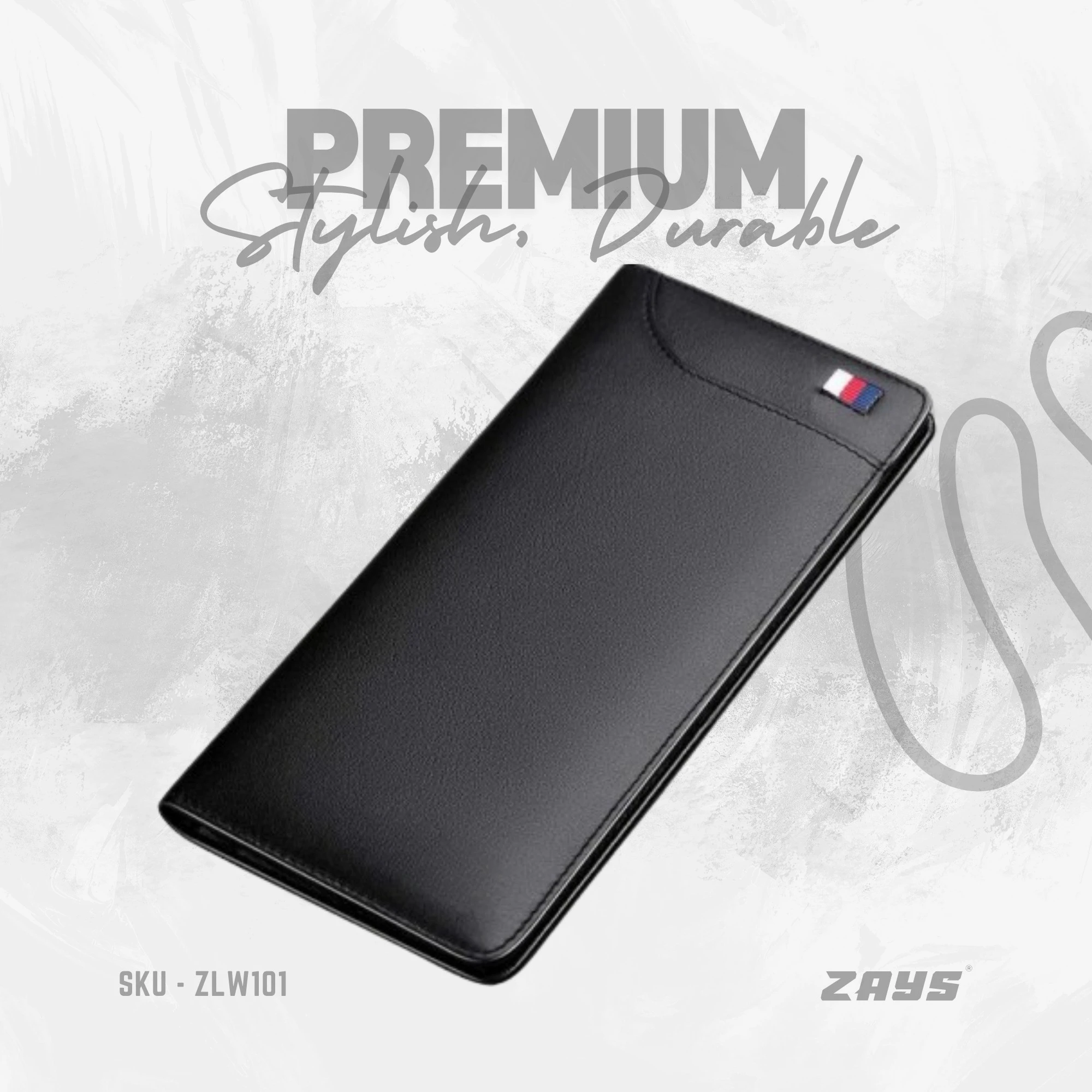 Zays Ultra-Thin Genuine Leather Long Wallet for Unisex