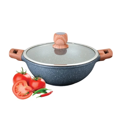 SKB Cookware DIE CASTING WOK PAN WITH LID Kitchen Items (Induction) 24cm / 26cm 