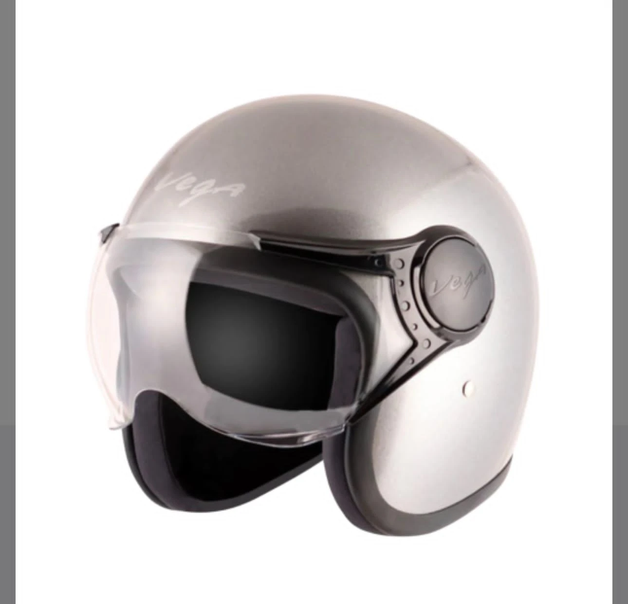 Vega Jeet Matt Silver Half Face Bike Helmet