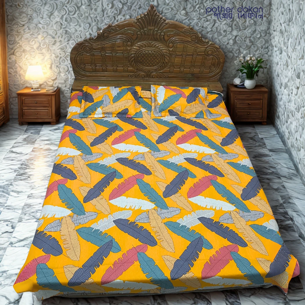 Cotton Bedsheet Set (7.5 x 8.5 ft) – Best Quality Multicolor Bed Sheet with 2 Matching Pillow Covers – New Collection