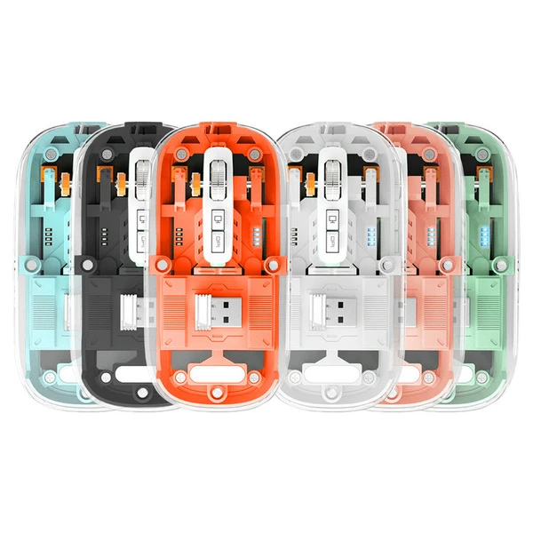 Transparent Magnetic Crystal Wireless Mouse Removable Cover Dual Bluetooth Mouse 3 Modes Connect 2.4G Wireless Mouse fit for iOS/Android/Windows